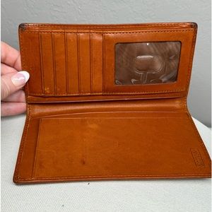 Vintage Dooney & Burke Pebbled Leather Tan & Brown Checkbook Wallet Organizer
